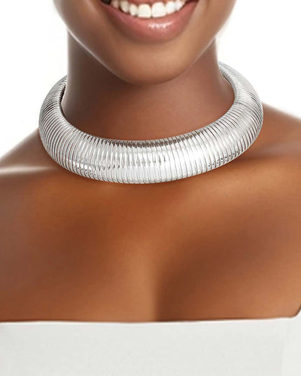 Silver Metal Flex Armor Collar Set