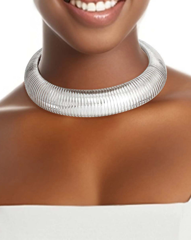 Silver Metal Flex Armor Collar Set