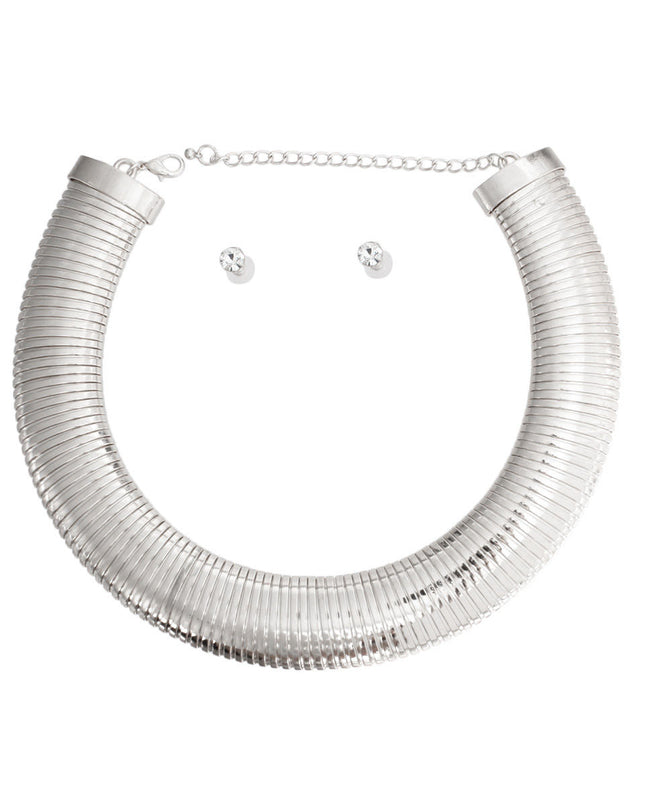 Silver Metal Flex Armor Collar Set