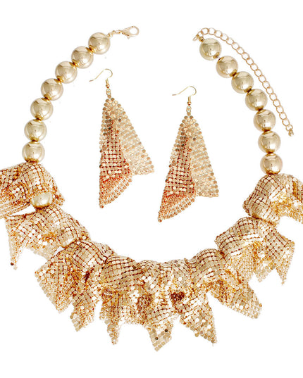 Gold Ball and Mesh Necklace