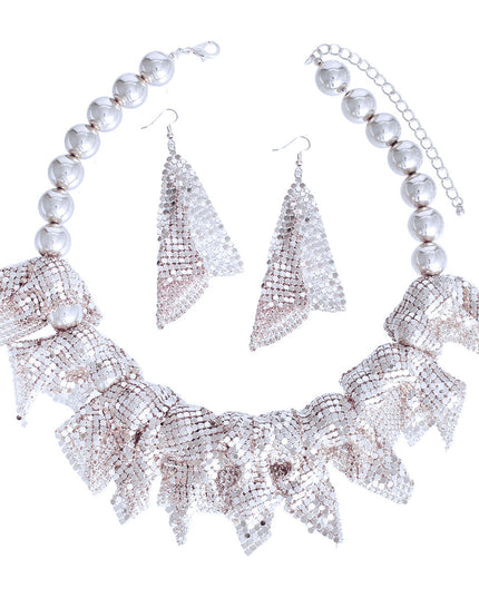 Silver Ball and Mesh Necklace