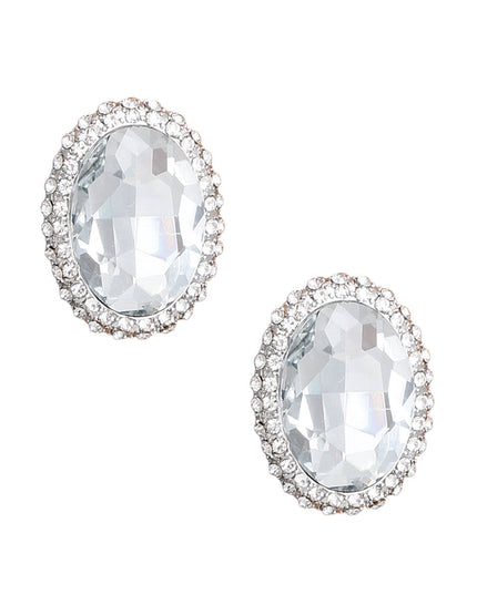 Silver Oval Halo Studs