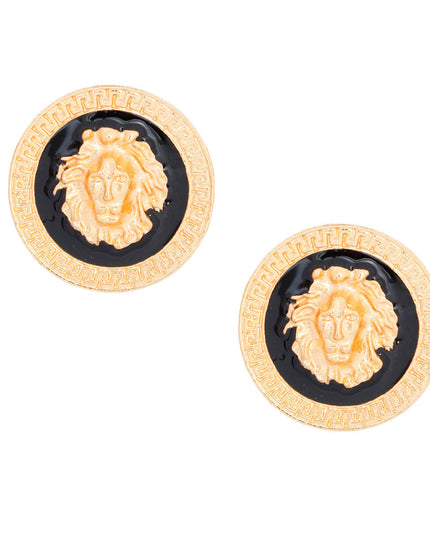 Lion Greek Key Gold Studs