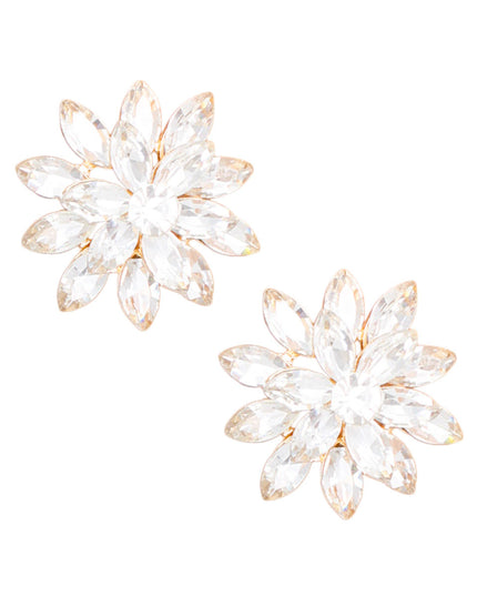 Stud Small Gold Marquise Flower Earrings for Women