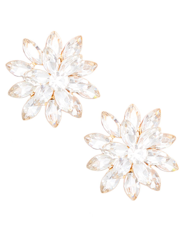 Stud Small Gold Marquise Flower Earrings for Women
