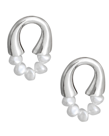 Silver Arch Pearl Studs