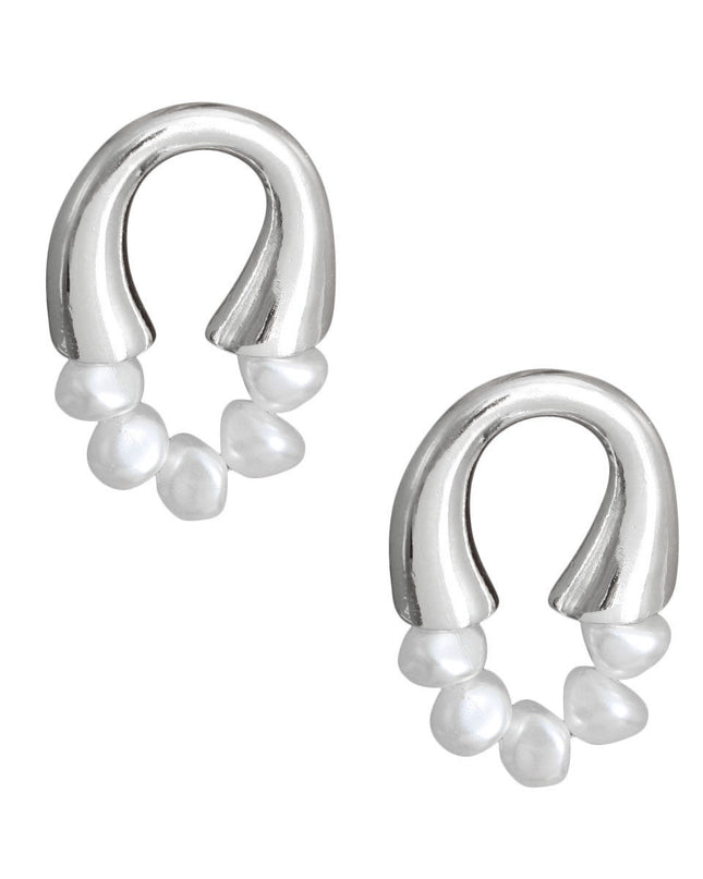 Silver Arch Pearl Studs