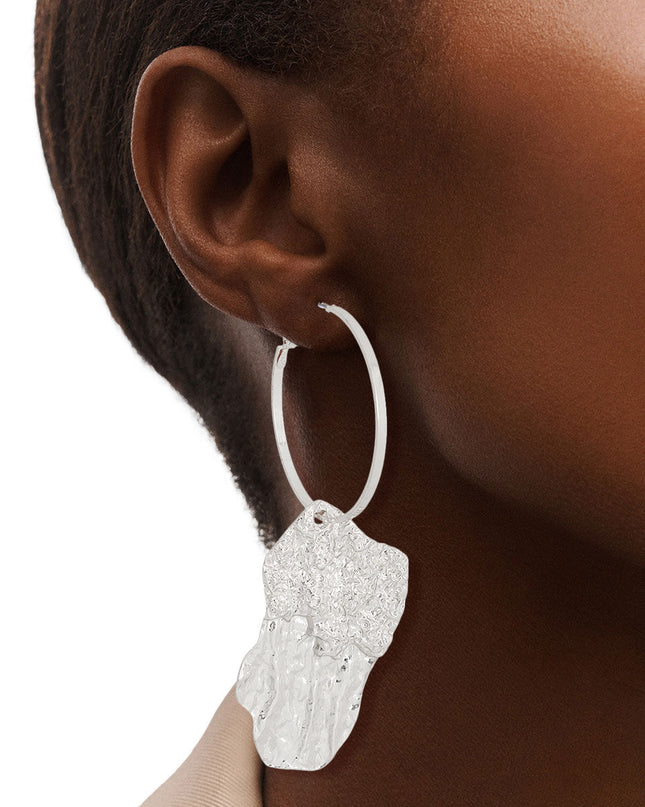 Silver Melted Metal Hoops