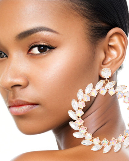XL Gold Crystal Wreath Earrings