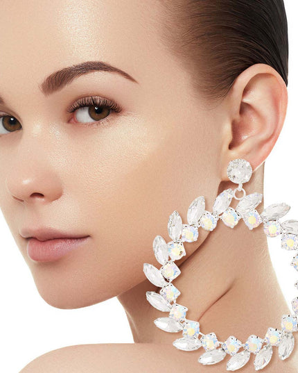 XL Silver Crystal Wreath Earrings
