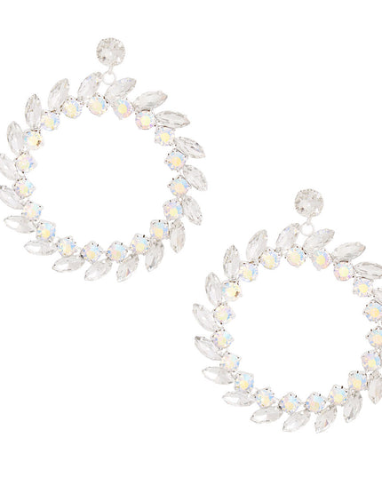 XL Silver Crystal Wreath Earrings