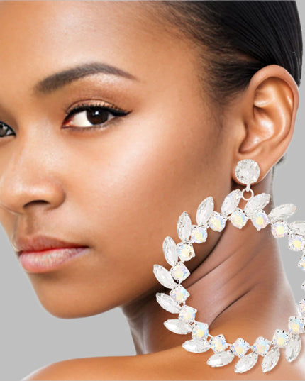 XL Silver Crystal Wreath Earrings
