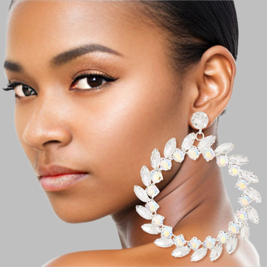 XL Silver Crystal Wreath Earrings