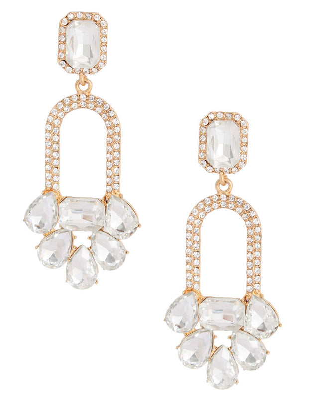 Gold Arched Crystal Earrings