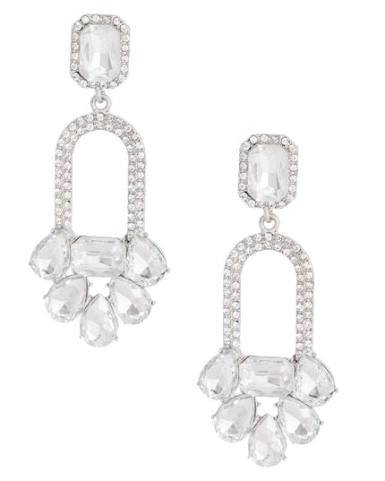 Silver Arched Crystal Earrings