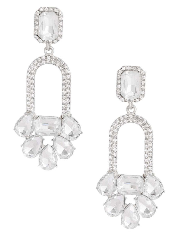 Silver Arched Crystal Earrings
