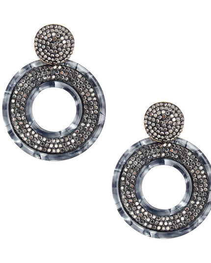 Black Stone Marbled Ring Earrings