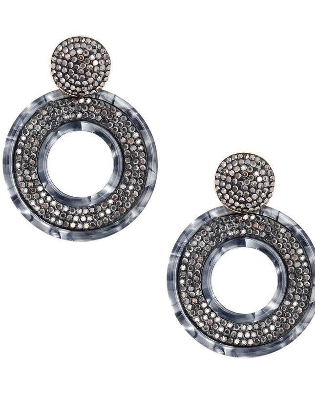 Black Stone Marbled Ring Earrings
