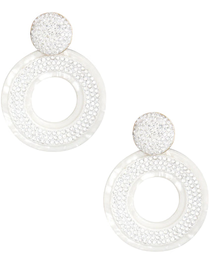 White Stone Marbled Ring Earrings