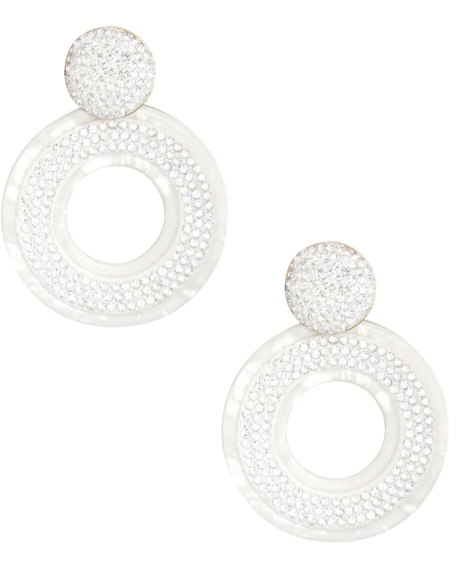 White Stone Marbled Ring Earrings