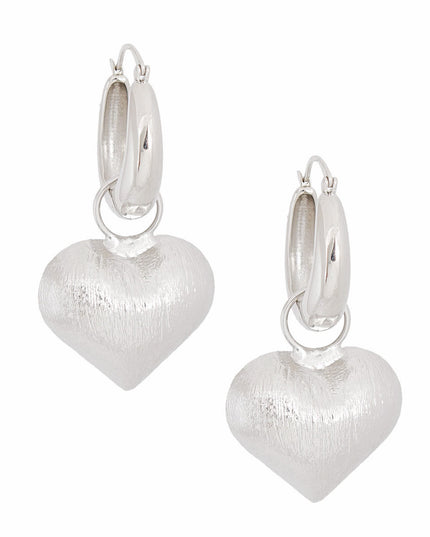 Hoop Silver Medium Chunky Heart Earrings for Women