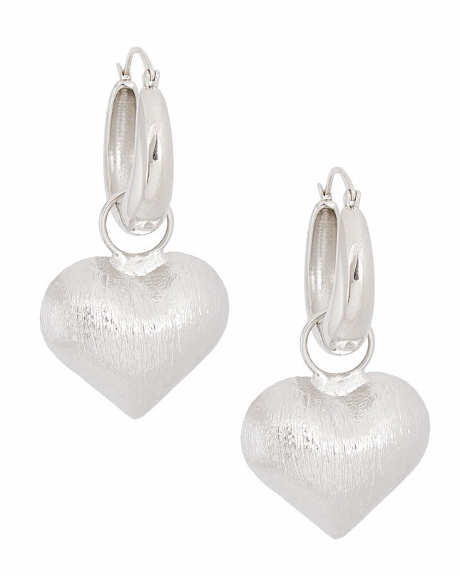 Hoop Silver Medium Chunky Heart Earrings for Women