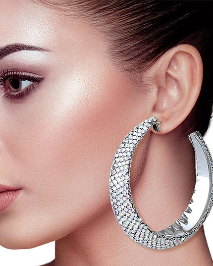 Hoops Silver Ombre Bling Earrings for Women