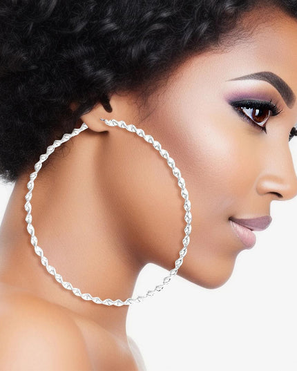 Hoops Large Twisted Silver Earrings for Women