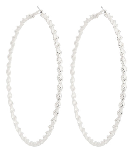 Hoops Large Twisted Silver Earrings for Women