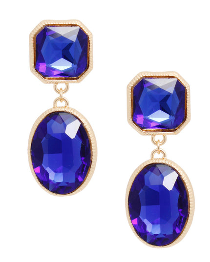 Clip On Blue Medium Crystal Earrings for Women