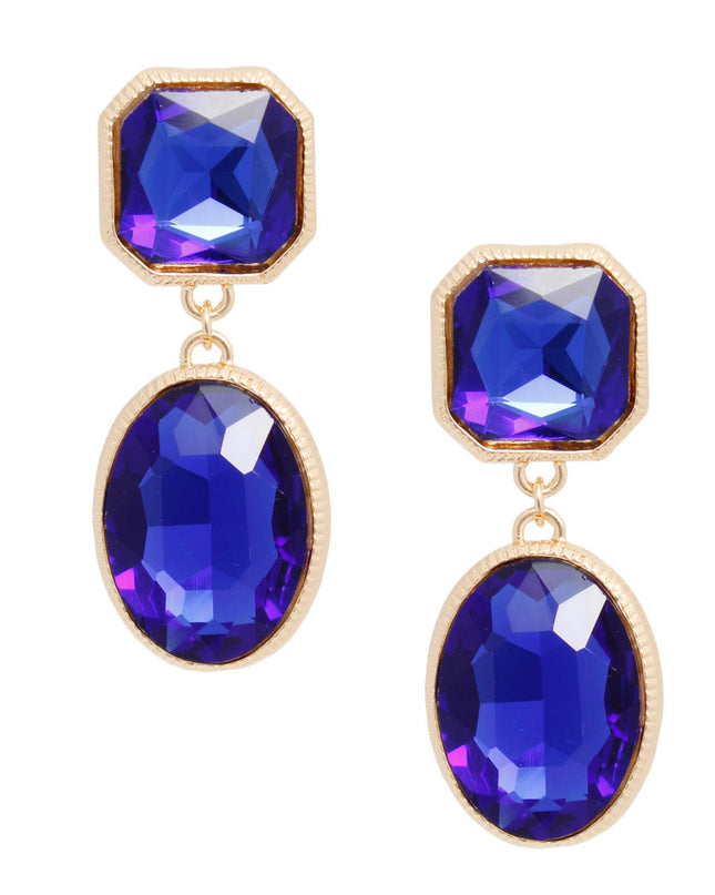 Clip On Blue Medium Crystal Earrings for Women