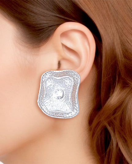 Clip On Silver Medium Vintage Earrings for Women