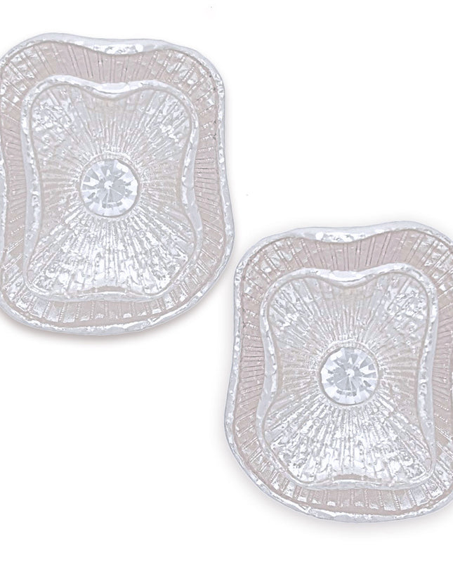 Clip On Silver Medium Vintage Earrings for Women