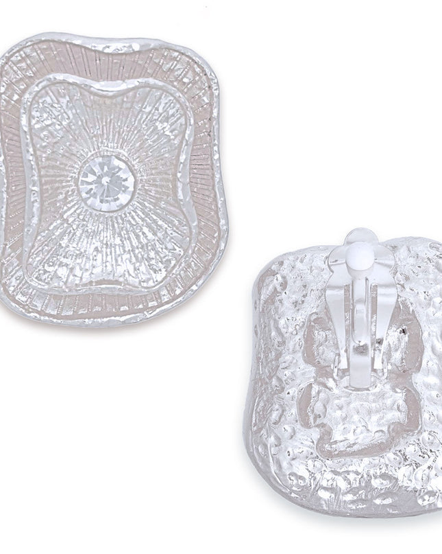Clip On Silver Medium Vintage Earrings for Women