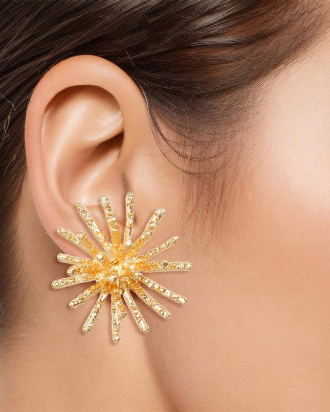 Clip On Gold Medium Spike Earrings for Women