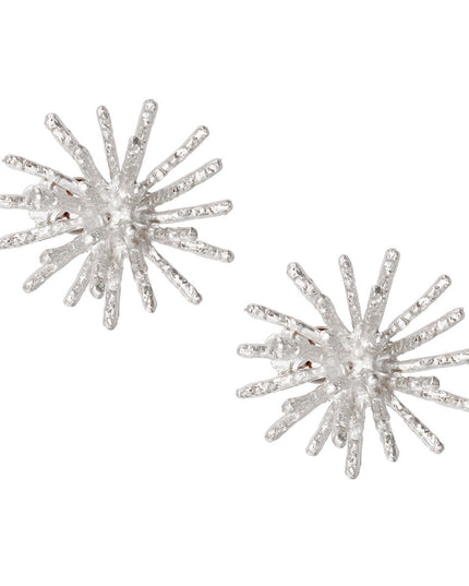 Clip On Silver Medium Spike Earrings for Women
