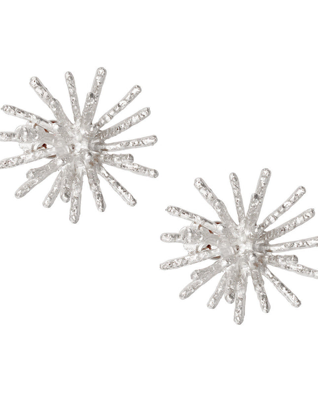 Clip On Silver Medium Spike Earrings for Women