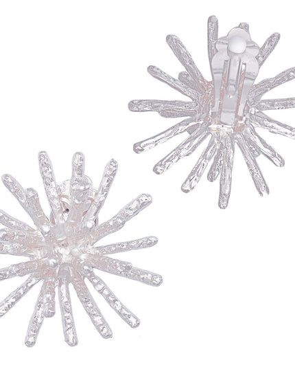 Clip On Silver Medium Spike Earrings for Women