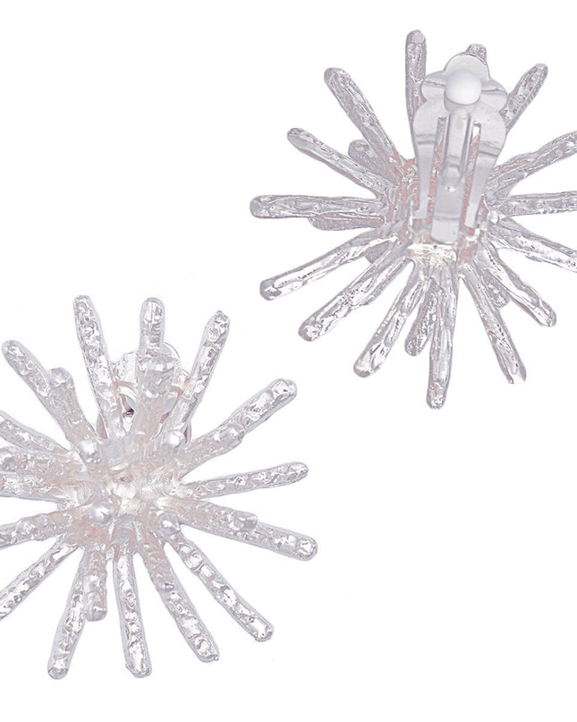 Clip On Silver Medium Spike Earrings for Women