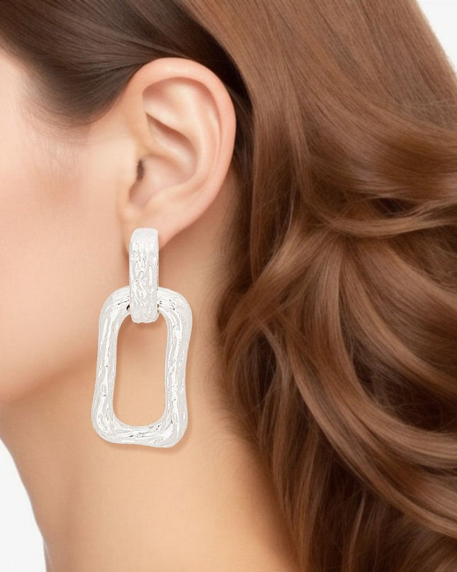 Clip Ons Silver Medium Link Earrings for Women