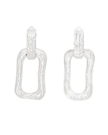 Clip Ons Silver Medium Link Earrings for Women