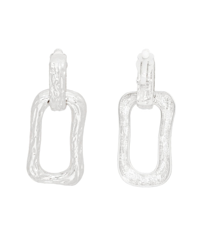 Clip Ons Silver Medium Link Earrings for Women
