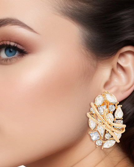 Clip Ons Medium Gold Oval Dome Earrings for Women