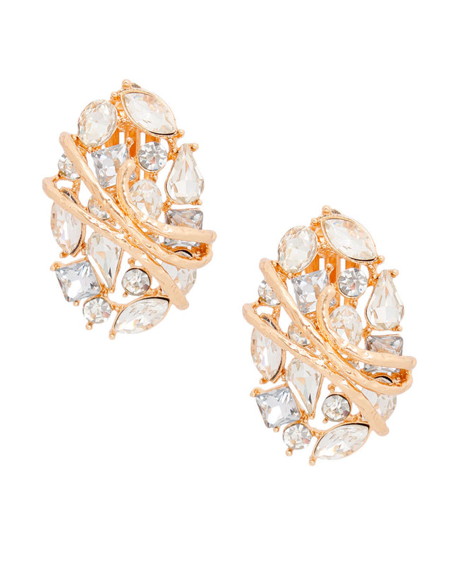 Clip Ons Medium Gold Oval Dome Earrings for Women