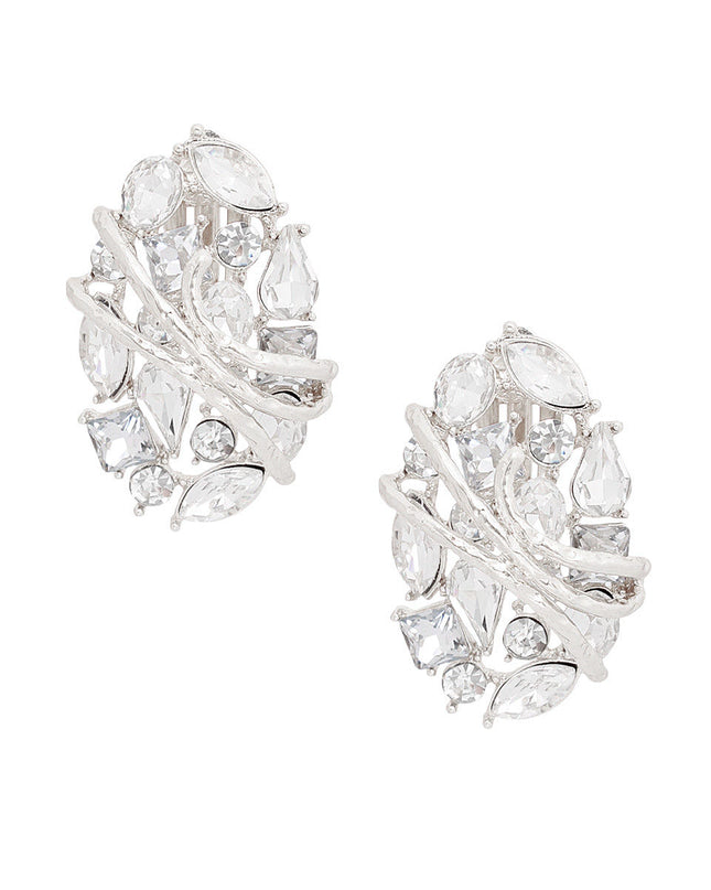 Clip Ons Medium Silver Oval Dome Earring for Women