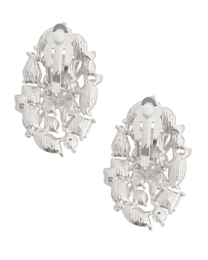 Clip Ons Medium Silver Oval Dome Earring for Women