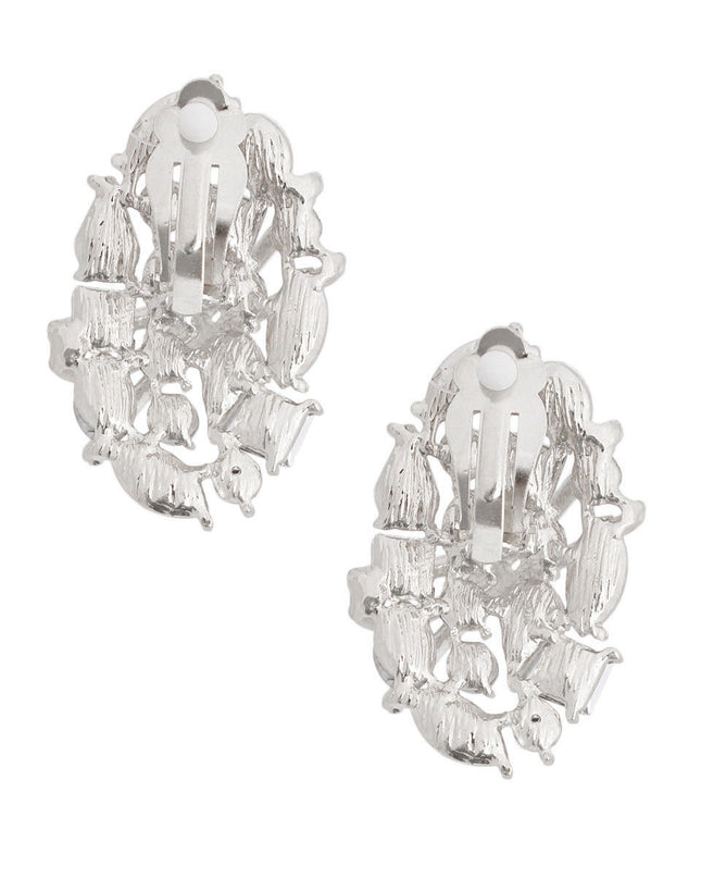 Clip Ons Medium Silver Oval Dome Earring for Women