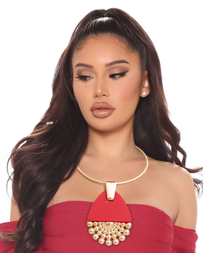 Red Teardrop Burst Necklace