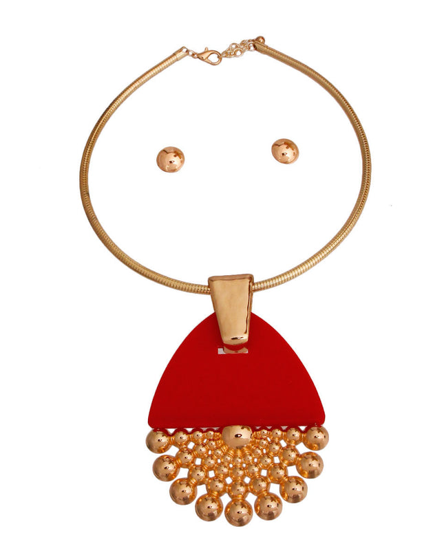 Red Teardrop Burst Necklace