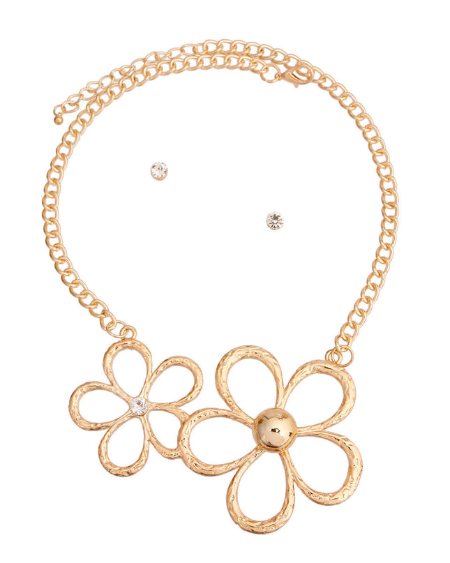 Gold Metal Flower Collar Set